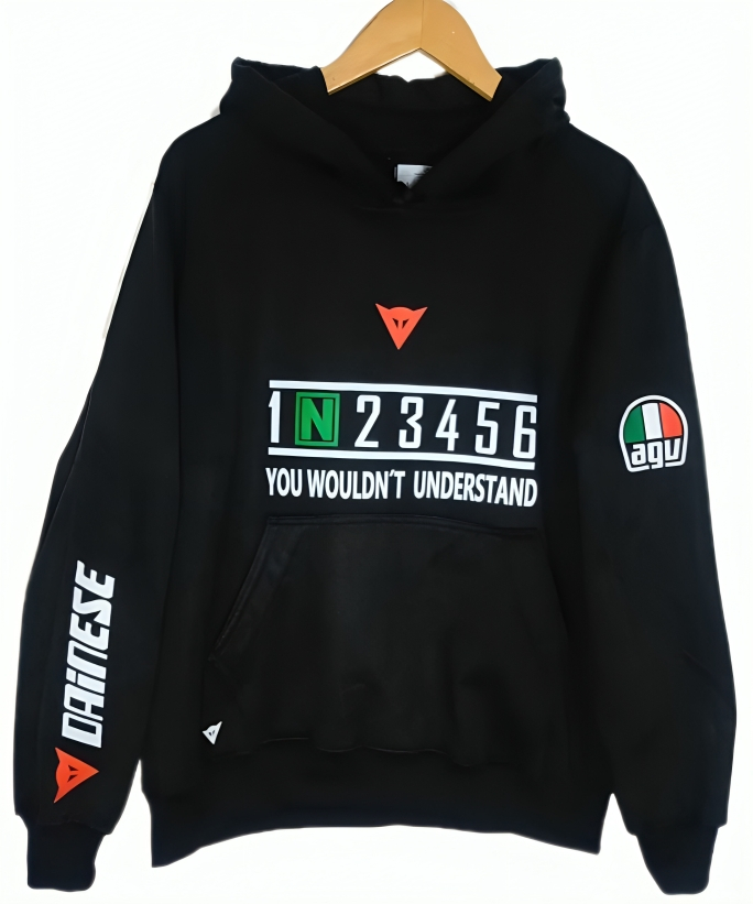 buzonegro Buzo Negro con Capota Estampado