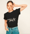 Camiseta Negra Manga Corta Estampada