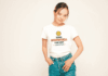 todo1 Camiseta Blanca Estampado Todo Comienza con una Sonrisa