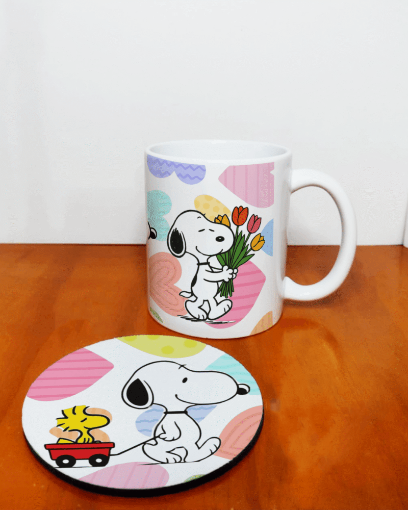 mug blanco + portavaso snoopy love mug blanco + portavaso snoopy love