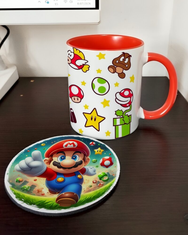 Combo Mario Bros Mug + Portavasos Combo Mario Bros Mug + Portavasos