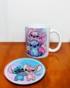 Combo Stitch y Angel mug + portavaso