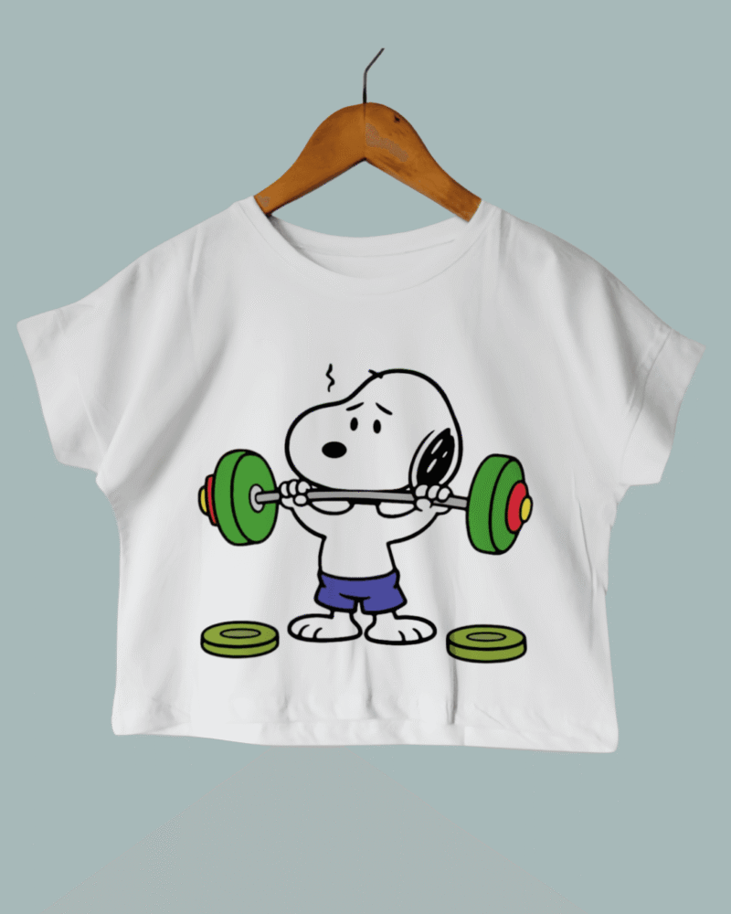 Blusón Corto Blanco Mujer – Snoopy Gym