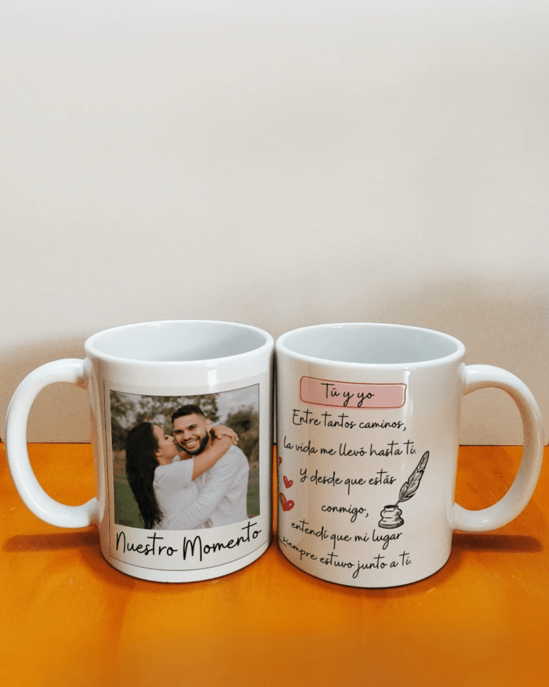 Mug personalizado para pareja con foto y poema