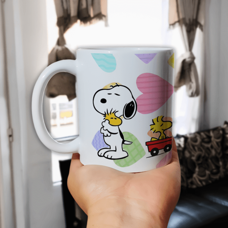 Mug blanco 11onz snoopy en mano Mug Blanco Snoopy Love Personalizado 11 oz