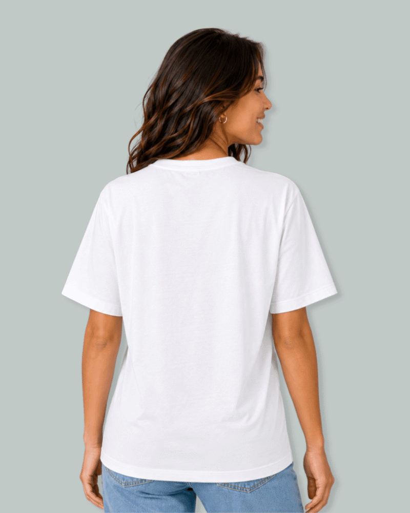 Camiseta blanca para dama Fe Inquebrantable en tela pesada 220 GSM