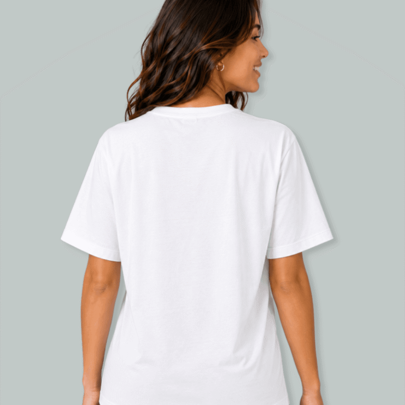 camiseta fe inquebrantable espalda Camiseta blanca para dama Fe Inquebrantable en tela pesada 220 GSM