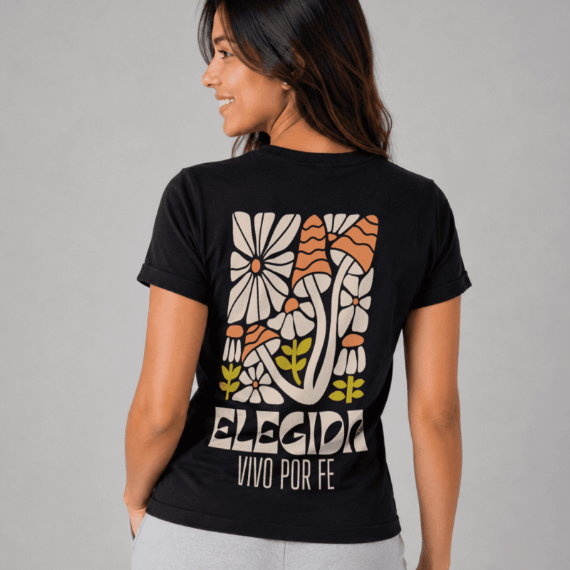 camiseta negra Elegida espalda camiseta para dama-negra-Elegida