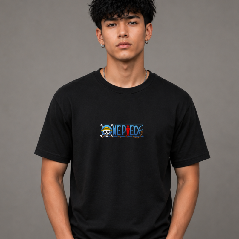 Camiseta negra estampada Luffy vs Kaido