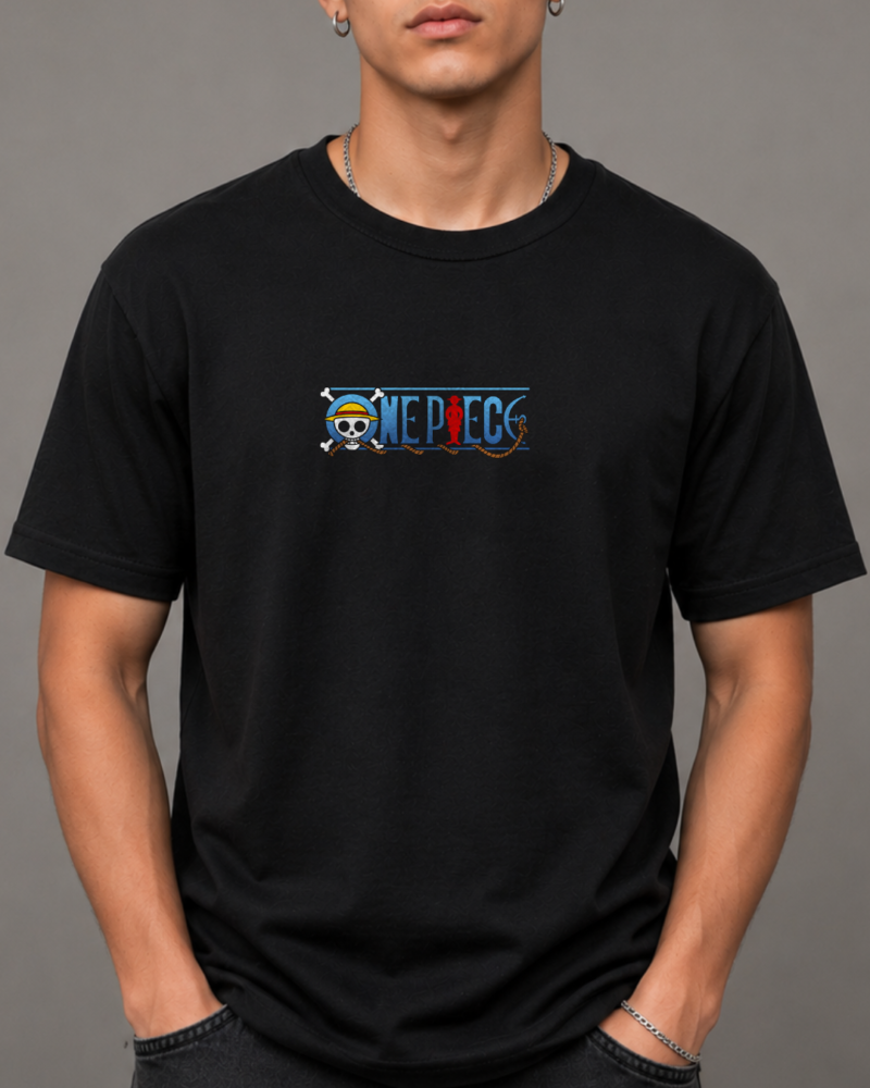 Camiseta negra estampada Luffy vs Kaido