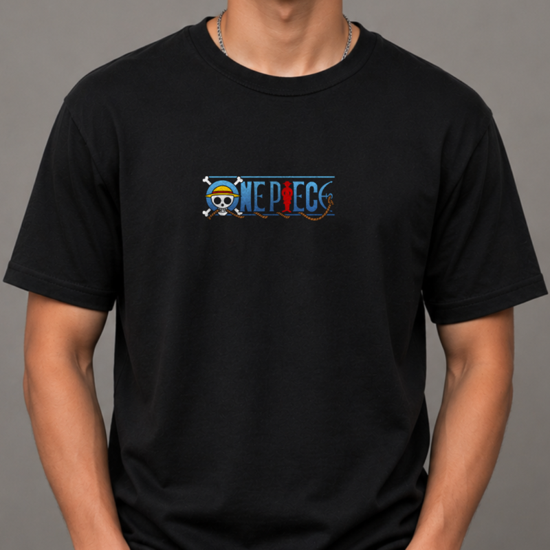 Camiseta negra estampada Luffy vs Kaido